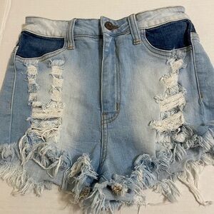 Aphrodite high waist distressed jean shorts - cutout hips - women’s s - …